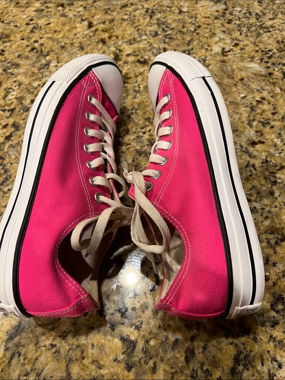 Converse Pink Low-Top Canvas Sneakers with White Trim - Picture 6 of 8